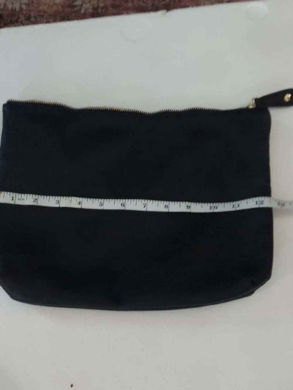 Steve Madden Black Began Leather Pouch with Gold Zip